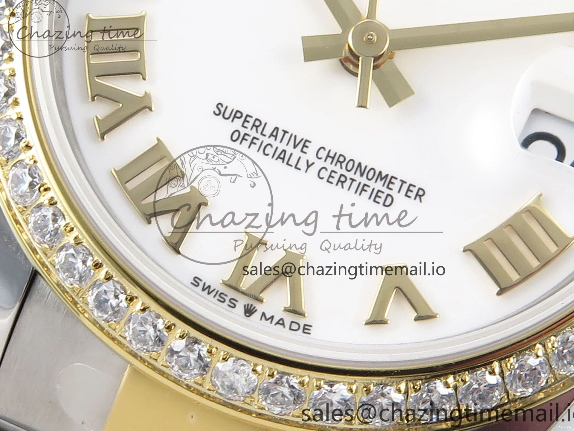 MiroTime 0317 DateJust 31 278383RBR ARF 1:1 Best Edition 904L Steel White Roman Dial Diamonds Bezel on SS YG Oyster Bracelet ETA Cozy 400